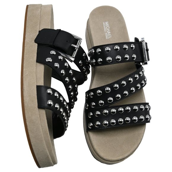 Michael Kors ANSEL Studded Leather Slide Sandal - Picture 1 of 4
